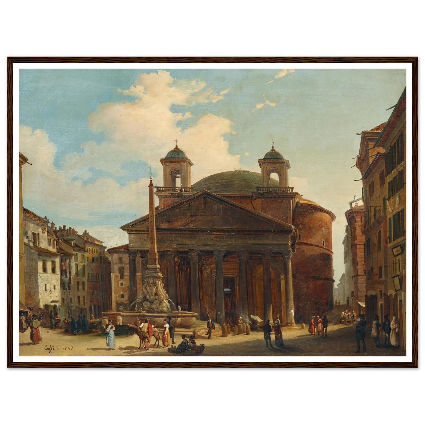 Rome, The Pantheon (1843) Art Print | Ippolito Caffi - Framed Poster - 30x40 cm / 12x16″ - Black frame
