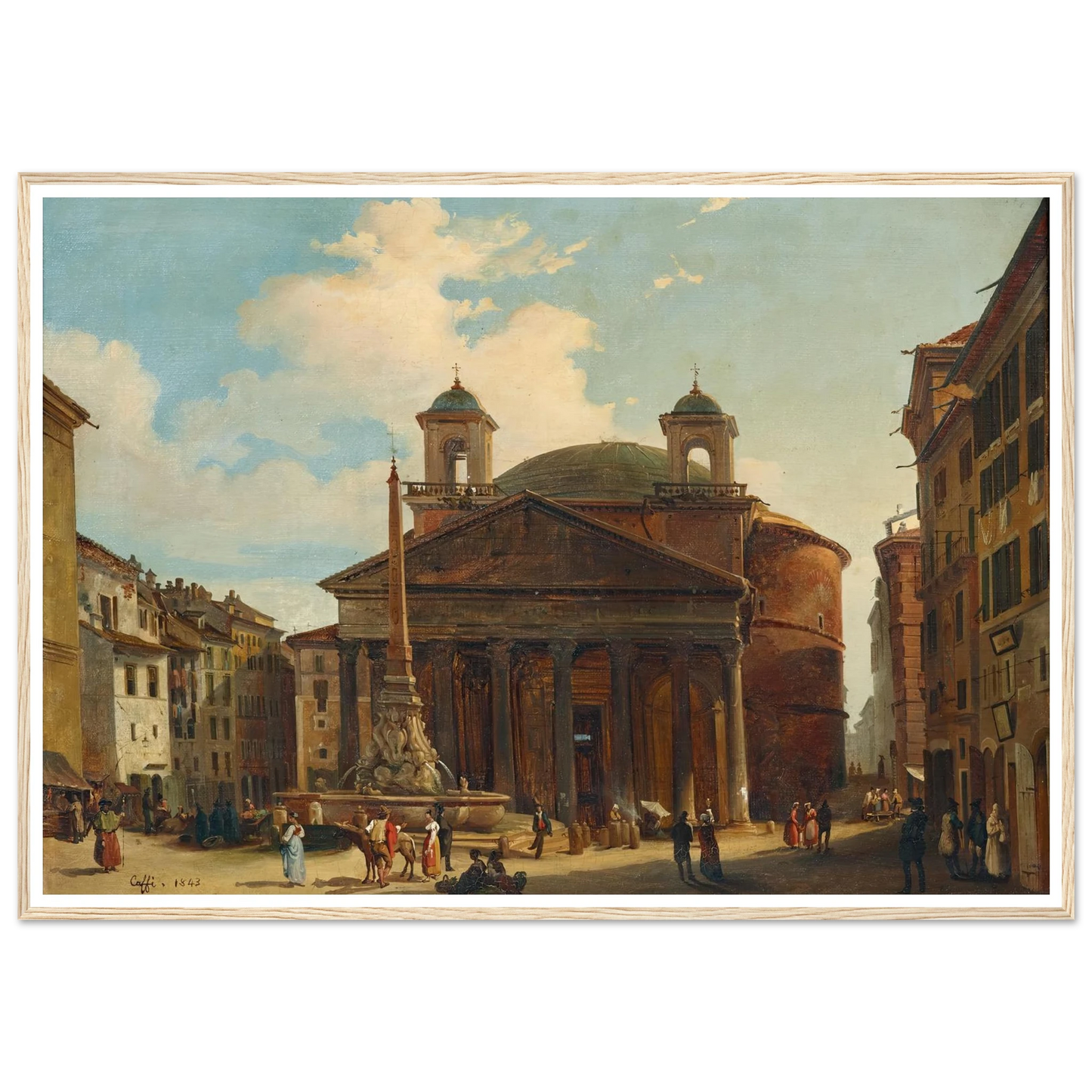 Rome, The Pantheon (1843) Art Print | Ippolito Caffi - Framed Poster - 30x40 cm / 12x16″ - Black frame