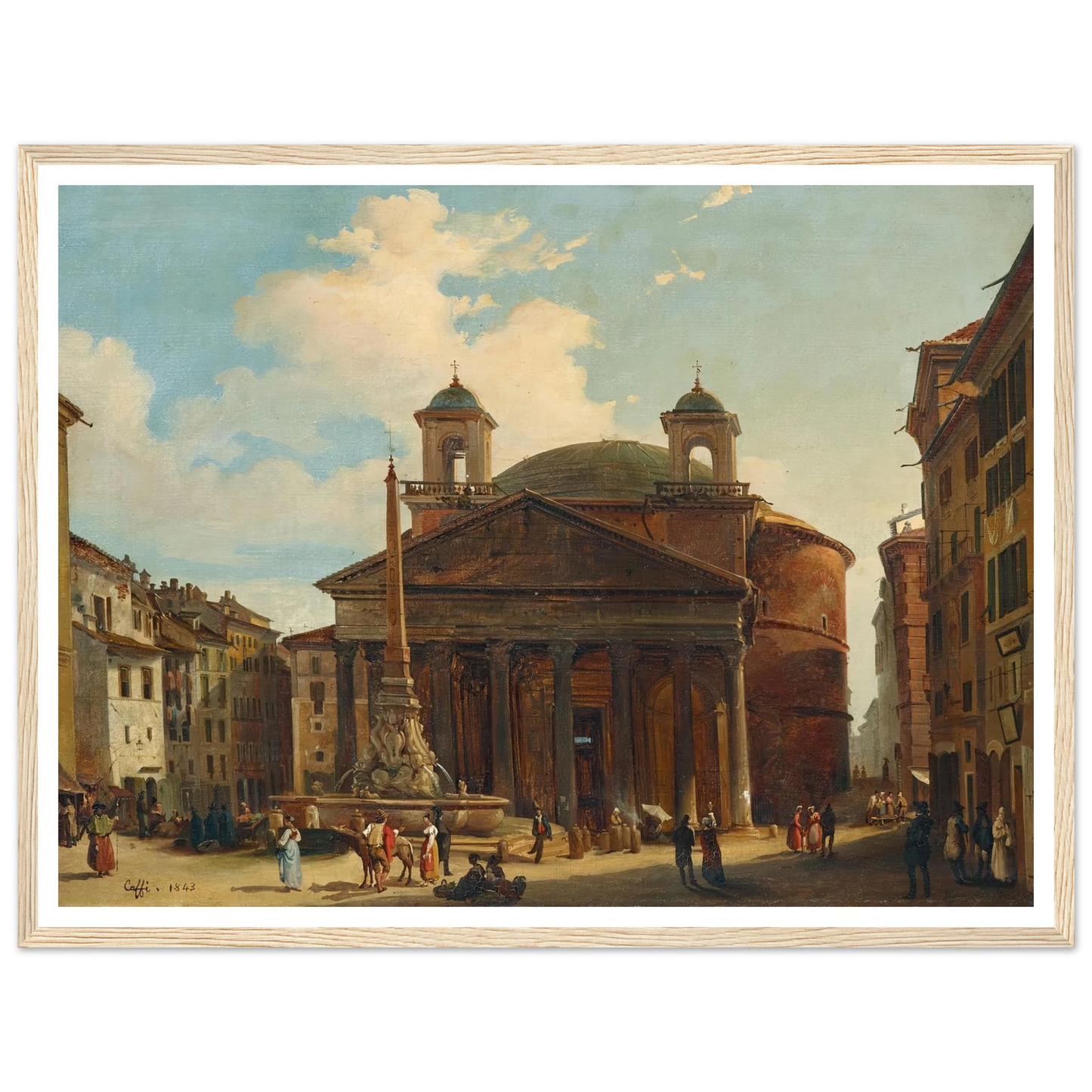 Rome, The Pantheon (1843) Art Print | Ippolito Caffi - Framed Poster - 30x40 cm / 12x16″ - Black frame