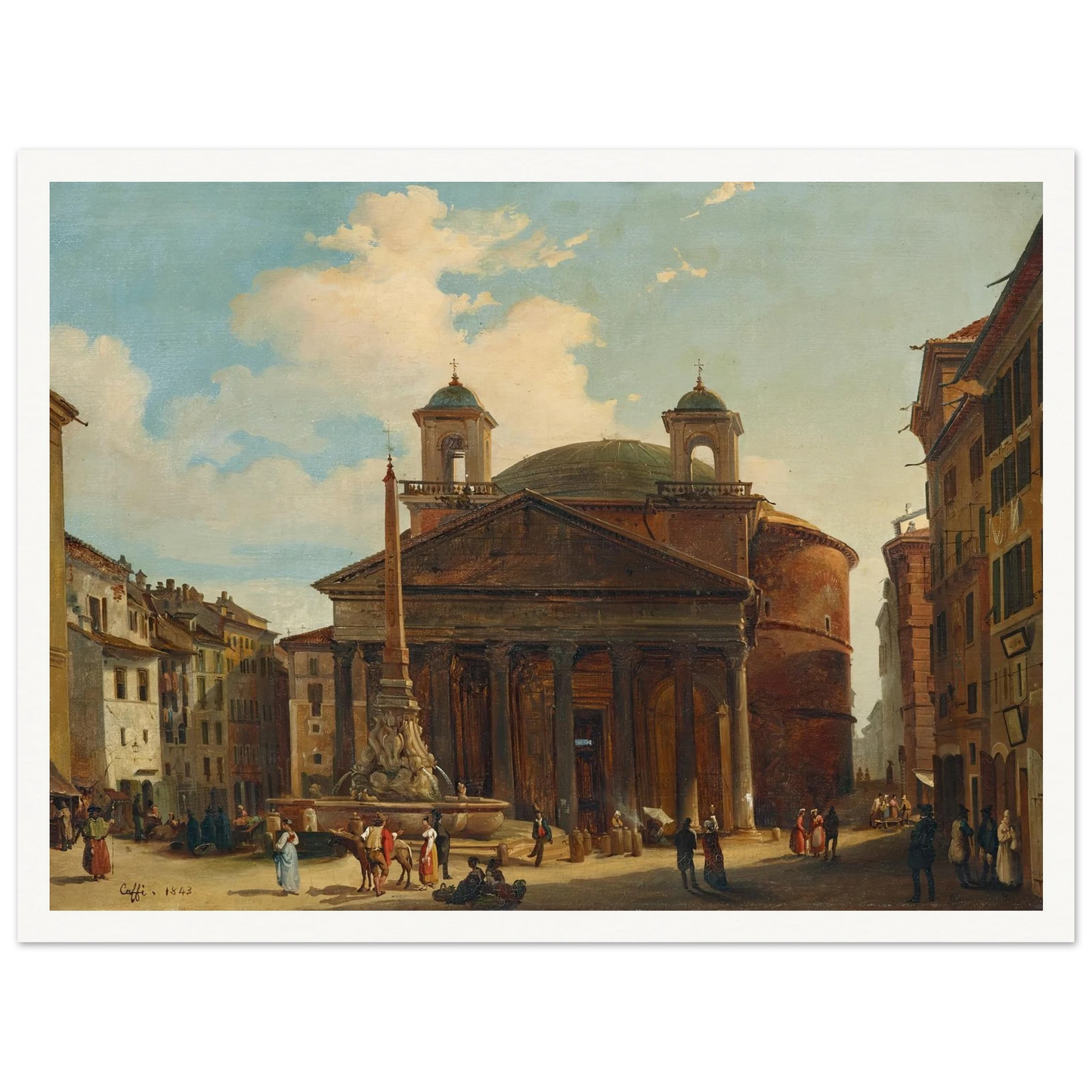 Rome, The Pantheon (1843) Art Print | Ippolito Caffi - Framed Poster - 30x40 cm / 12x16″ - Black frame