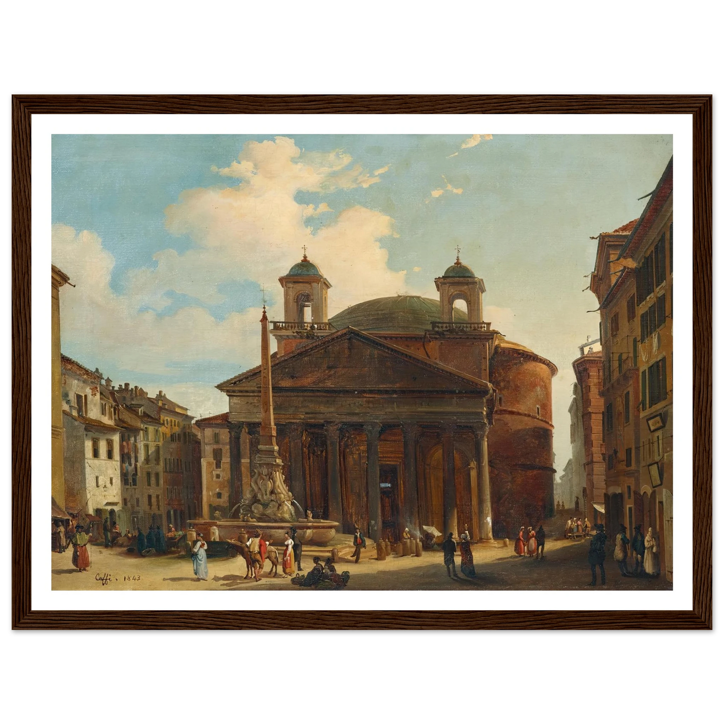 Rome, The Pantheon (1843) Art Print | Ippolito Caffi - Framed Poster - 30x40 cm / 12x16″ - Black frame