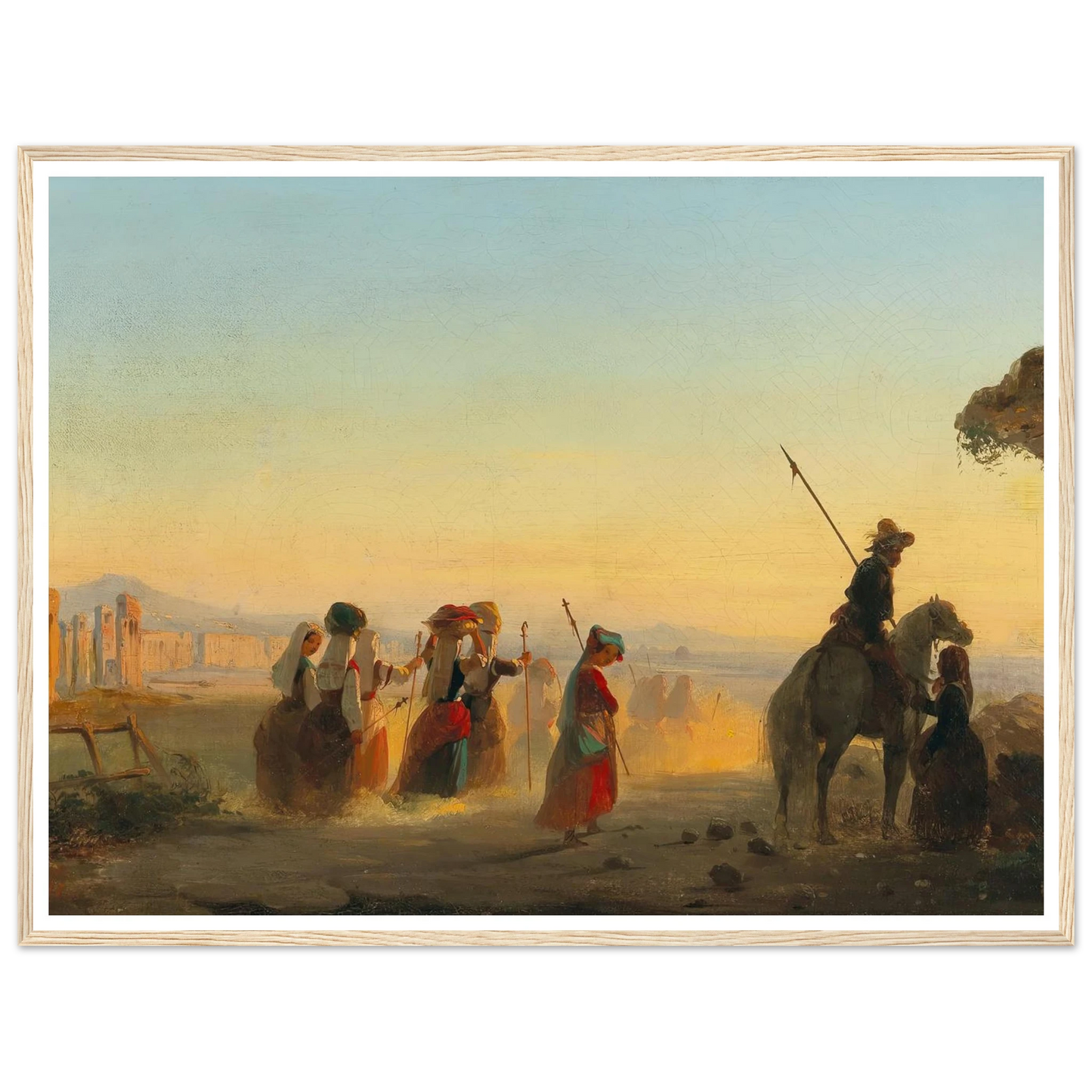 Rome, the Via Appia at Dawn Art Print | Ippolito Caffi - Framed Poster - 30x40 cm / 12x16″ - Black frame