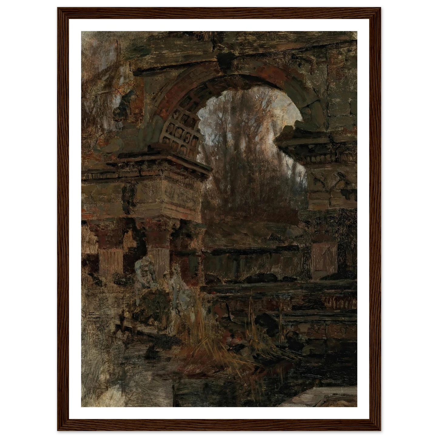 Römische Ruine in Schönbrunn Art Print | Carl Moll - Framed Poster - 30x40 cm / 12x16″ - Black frame