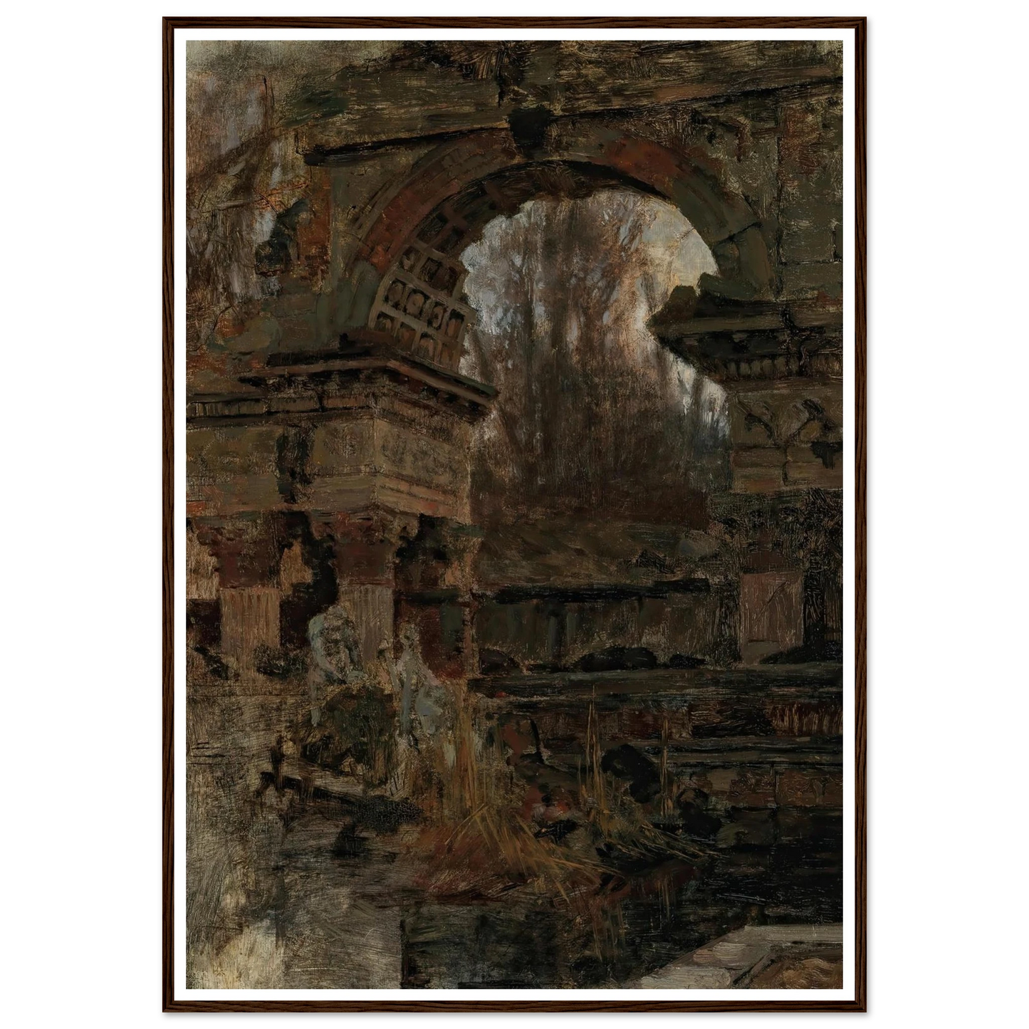 Römische Ruine in Schönbrunn Art Print | Carl Moll - Framed Poster - 30x40 cm / 12x16″ - Black frame