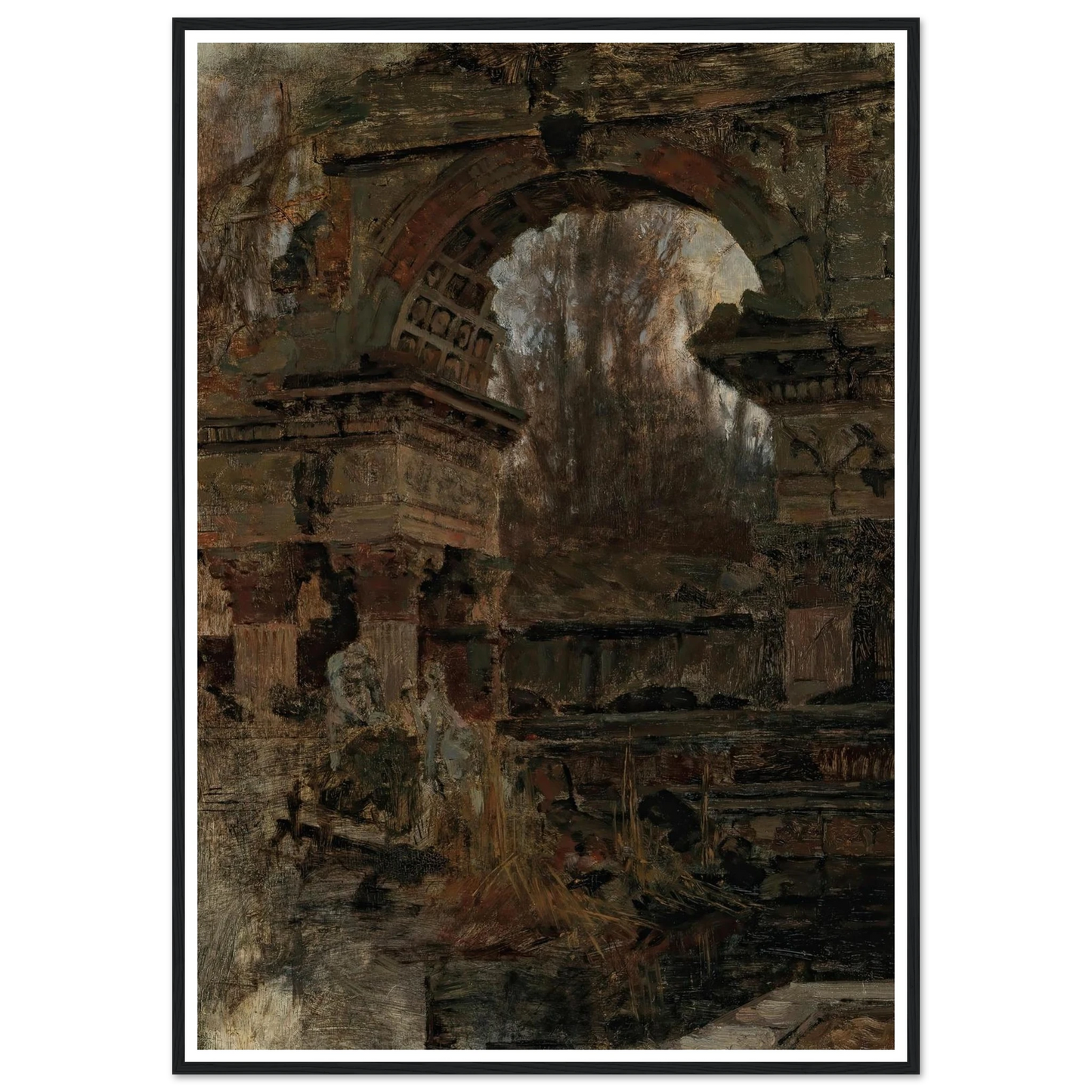 Römische Ruine in Schönbrunn Art Print | Carl Moll - Framed Poster - 30x40 cm / 12x16″ - Black frame