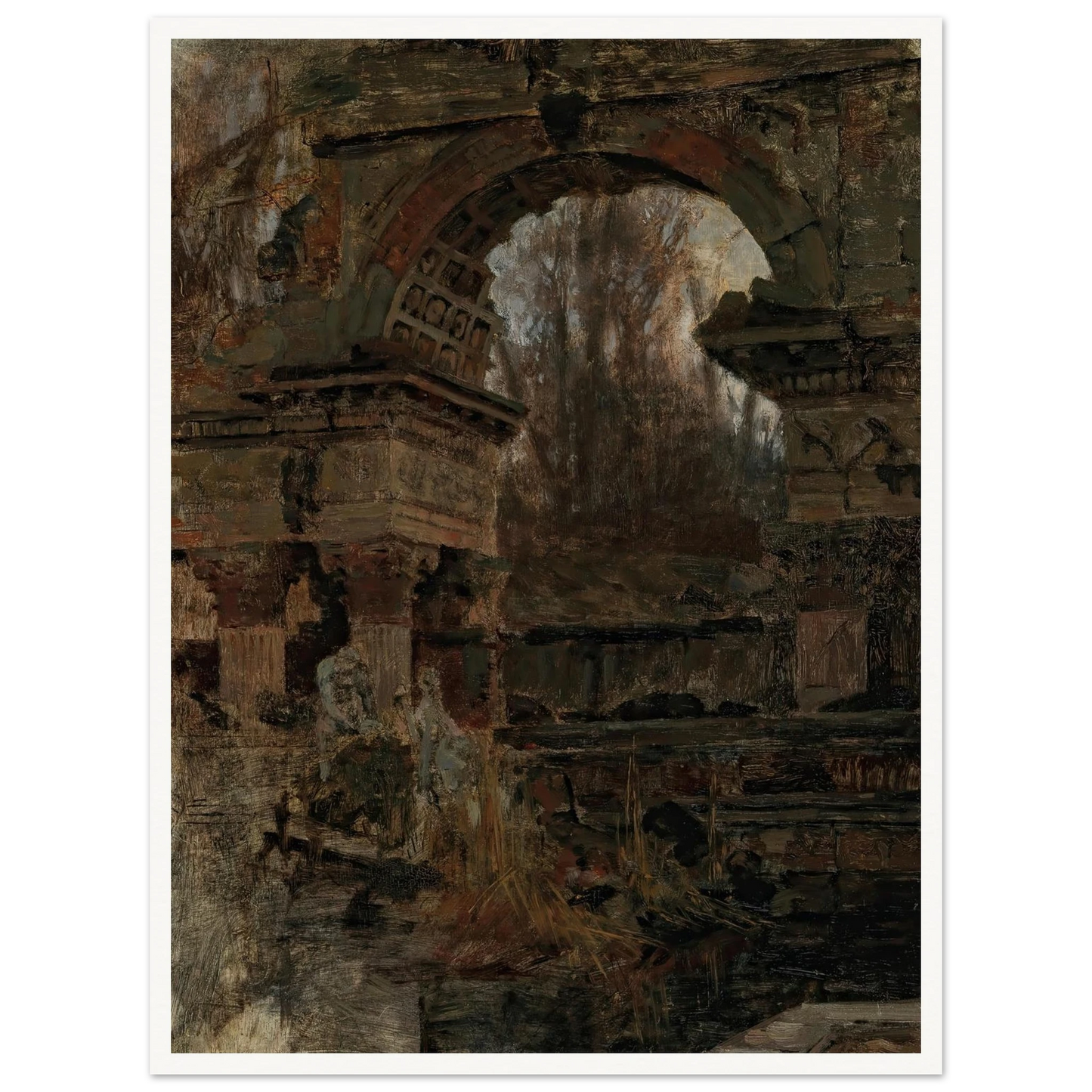 Römische Ruine in Schönbrunn Art Print | Carl Moll - Framed Poster - 30x40 cm / 12x16″ - Black frame