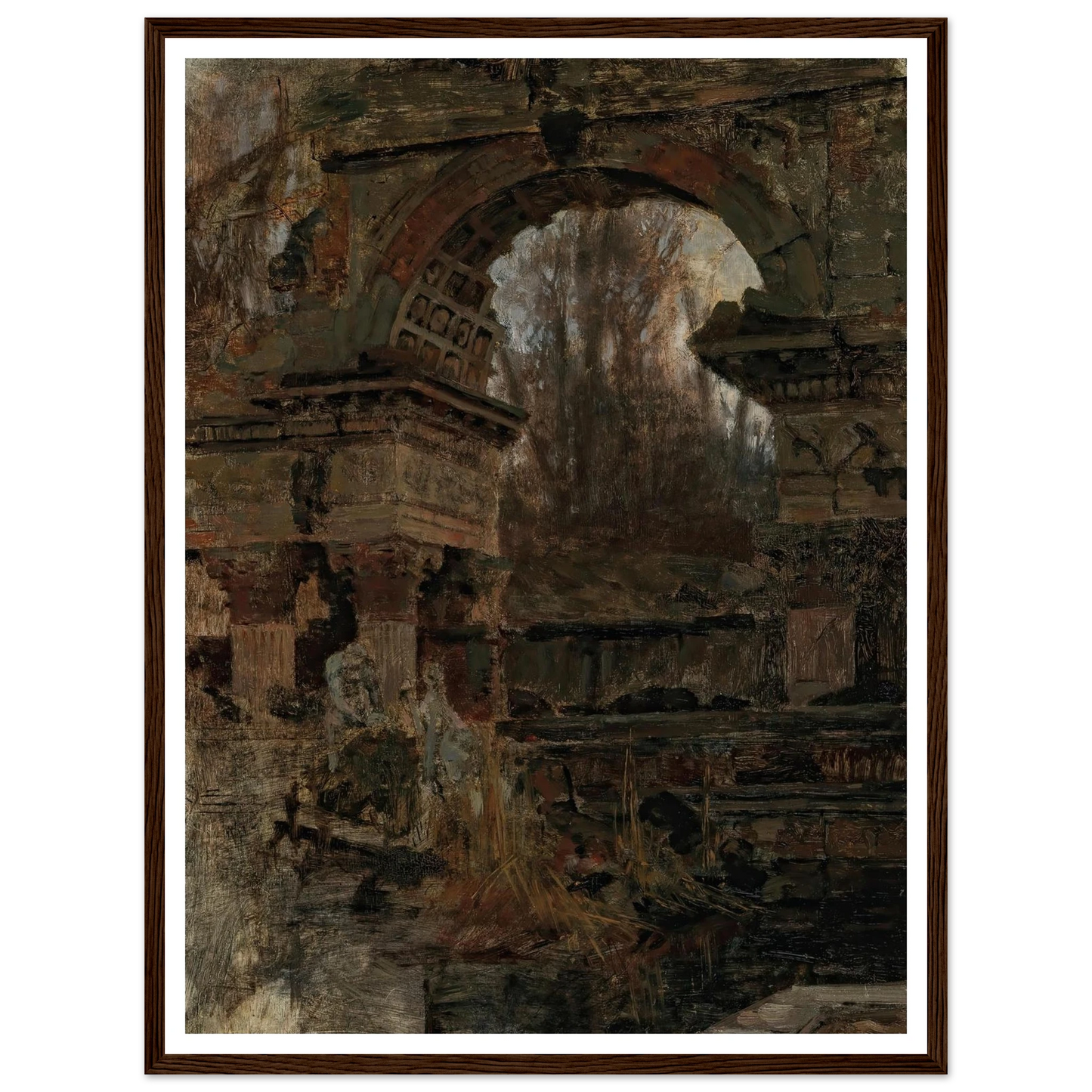 Römische Ruine in Schönbrunn Art Print | Carl Moll - Framed Poster - 30x40 cm / 12x16″ - Black frame