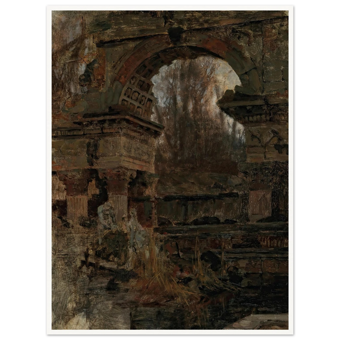 Römische Ruine in Schönbrunn Art Print | Carl Moll - Framed Poster - 30x40 cm / 12x16″ - Black frame