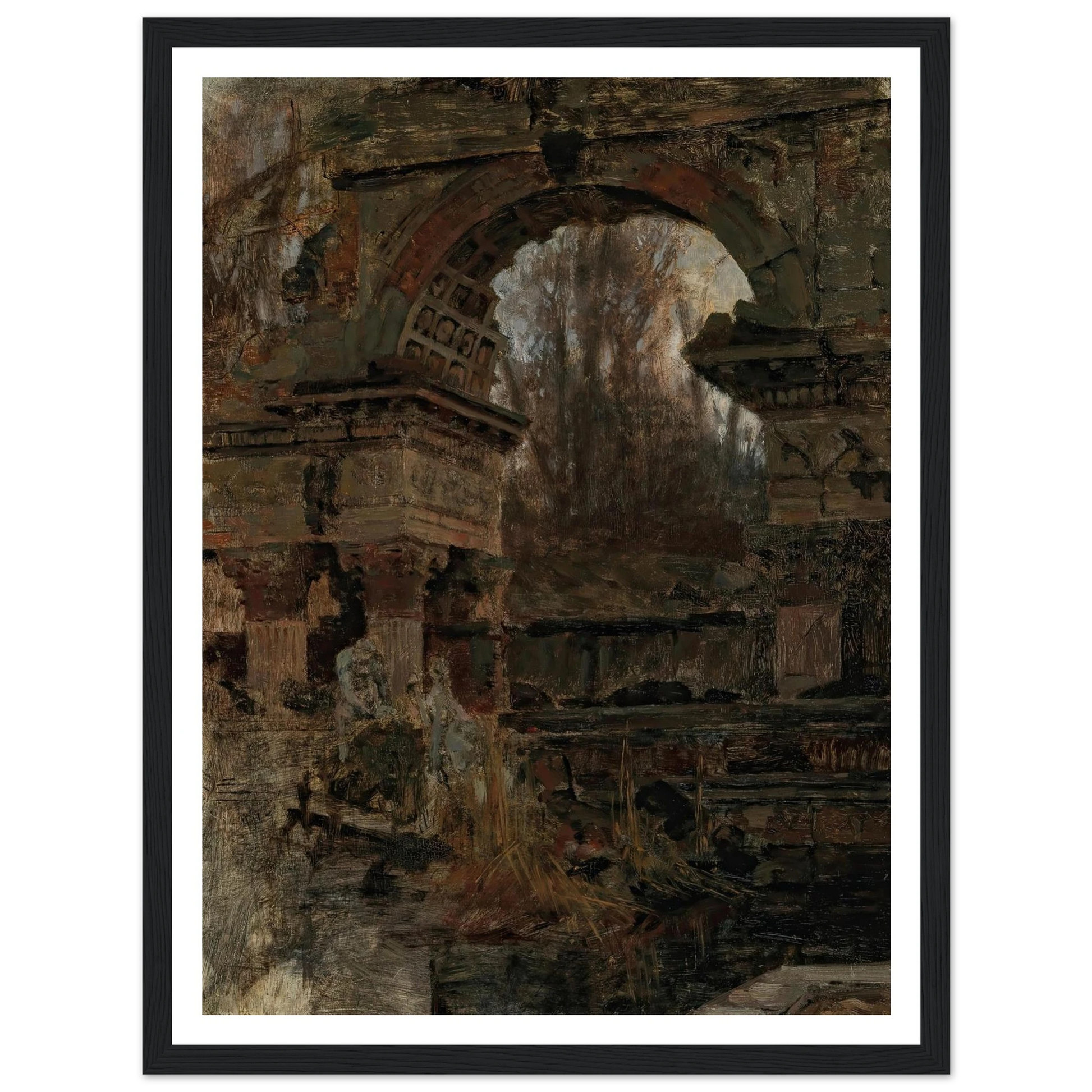 Römische Ruine in Schönbrunn Art Print | Carl Moll - Framed Poster - 30x40 cm / 12x16″ - Black frame