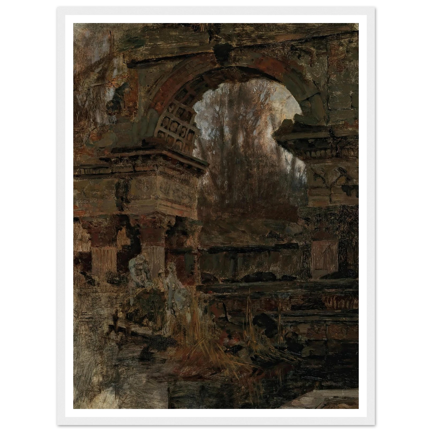 Römische Ruine in Schönbrunn Art Print | Carl Moll - Framed Poster - 30x40 cm / 12x16″ - Black frame