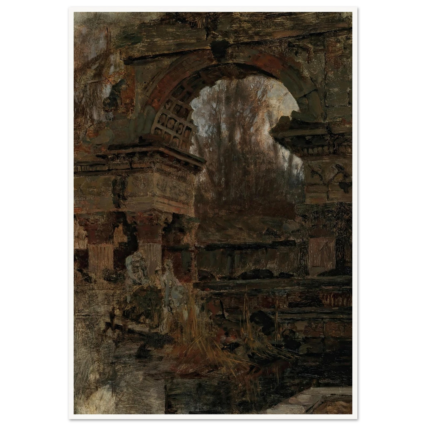Römische Ruine in Schönbrunn Art Print | Carl Moll - Framed Poster - 30x40 cm / 12x16″ - Black frame