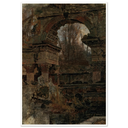 Römische Ruine in Schönbrunn Art Print | Carl Moll - Framed Poster - 30x40 cm / 12x16″ - Black frame