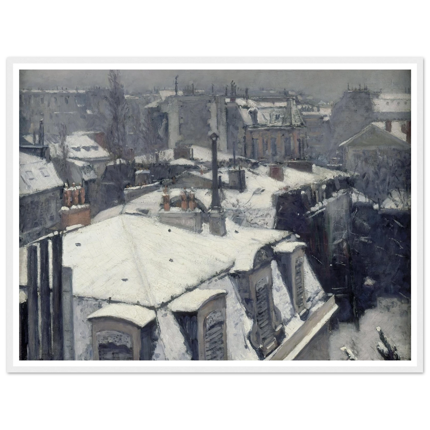 Rooftops in the Snow (snow effect) (1878) Art Print | Gustave Caillebotte - Framed Poster - 30x40 cm / 12x16″ - Black frame
