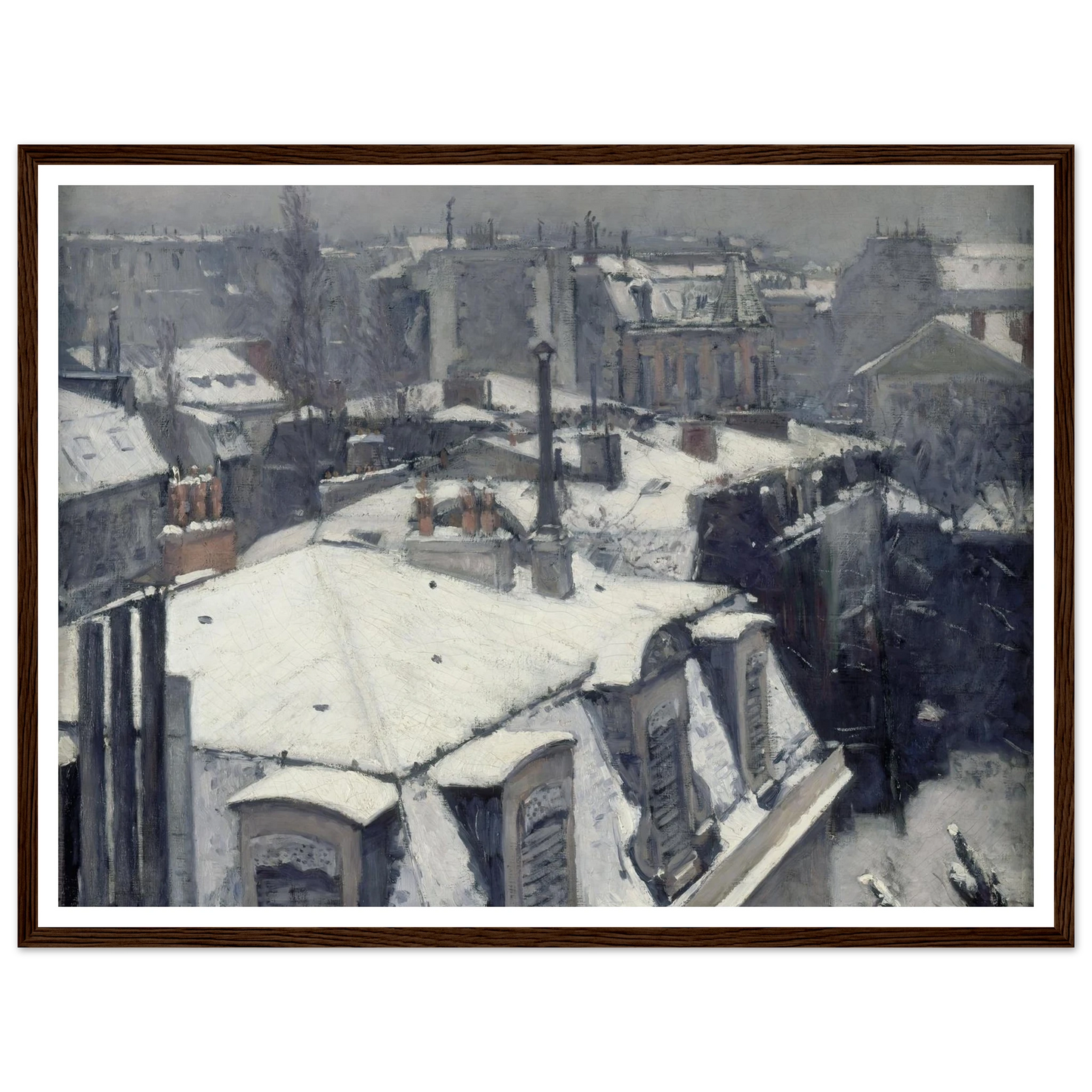 Rooftops in the Snow (snow effect) (1878) Art Print | Gustave Caillebotte - Framed Poster - 30x40 cm / 12x16″ - Black frame