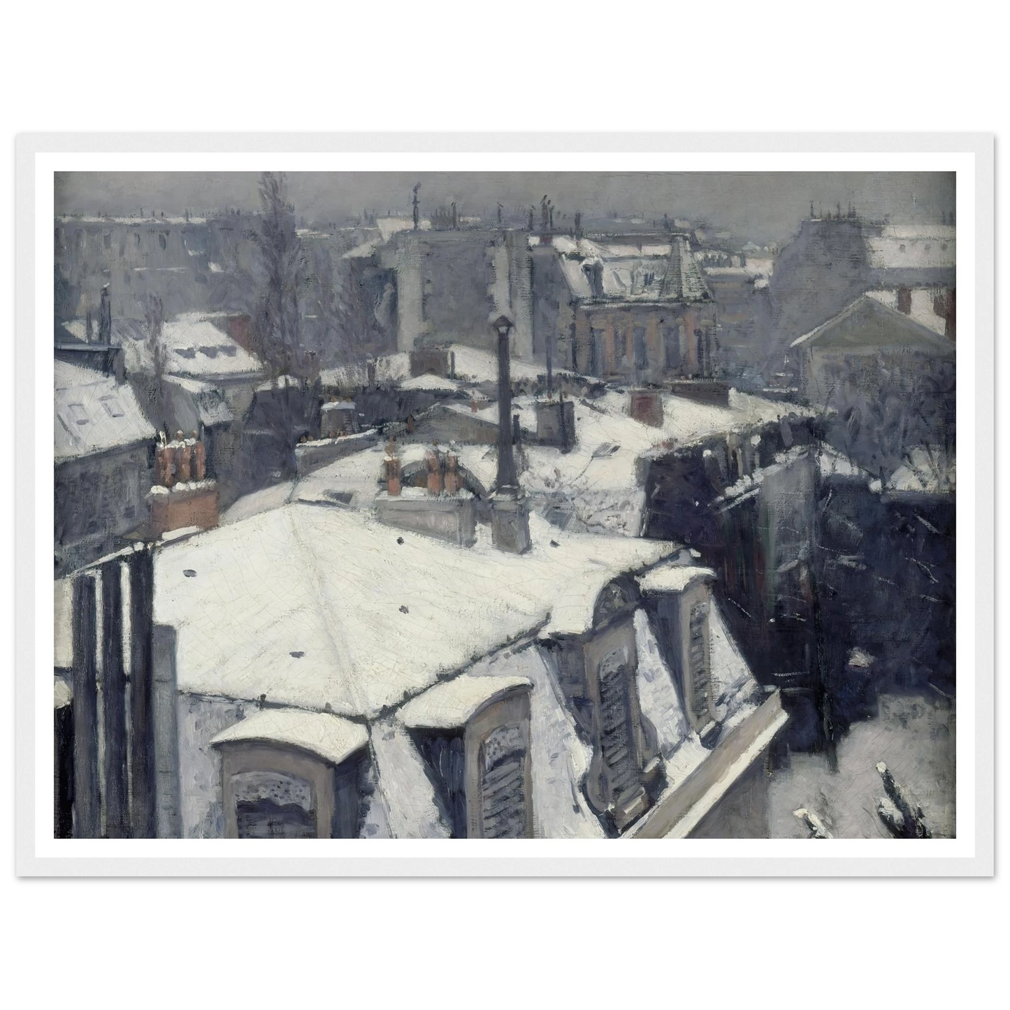 Rooftops in the Snow (snow effect) (1878) Art Print | Gustave Caillebotte - Framed Poster - 30x40 cm / 12x16″ - Black frame