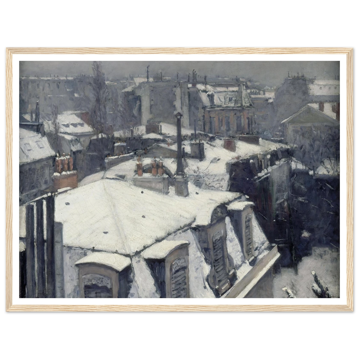 Rooftops in the Snow (snow effect) (1878) Art Print | Gustave Caillebotte - Framed Poster - 30x40 cm / 12x16″ - Black frame