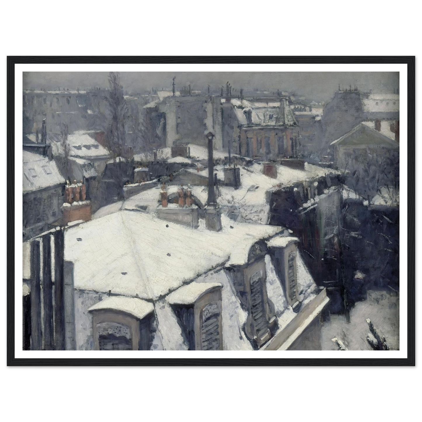 Rooftops in the Snow (snow effect) (1878) Art Print | Gustave Caillebotte - Framed Poster - 30x40 cm / 12x16″ - Black frame