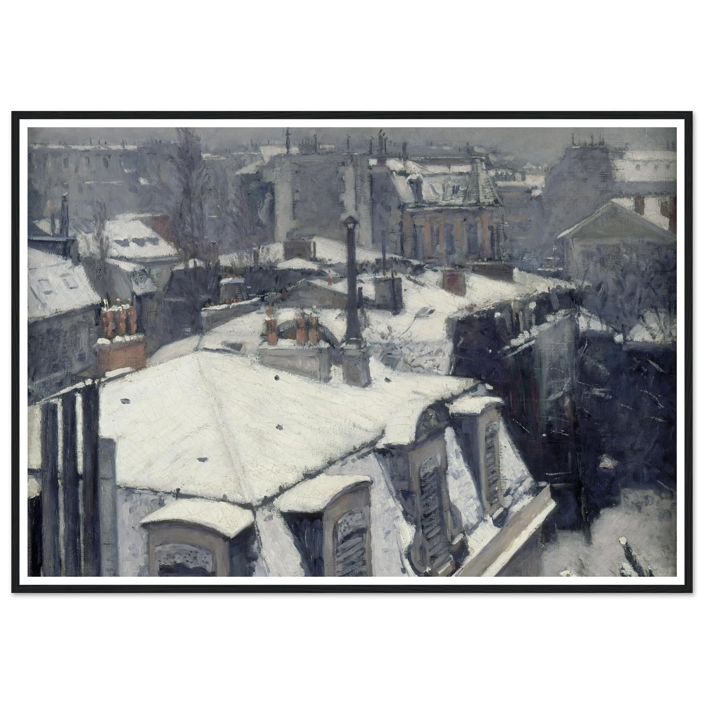 Rooftops in the Snow (snow effect) (1878) Art Print | Gustave Caillebotte - Framed Poster - 30x40 cm / 12x16″ - Black frame