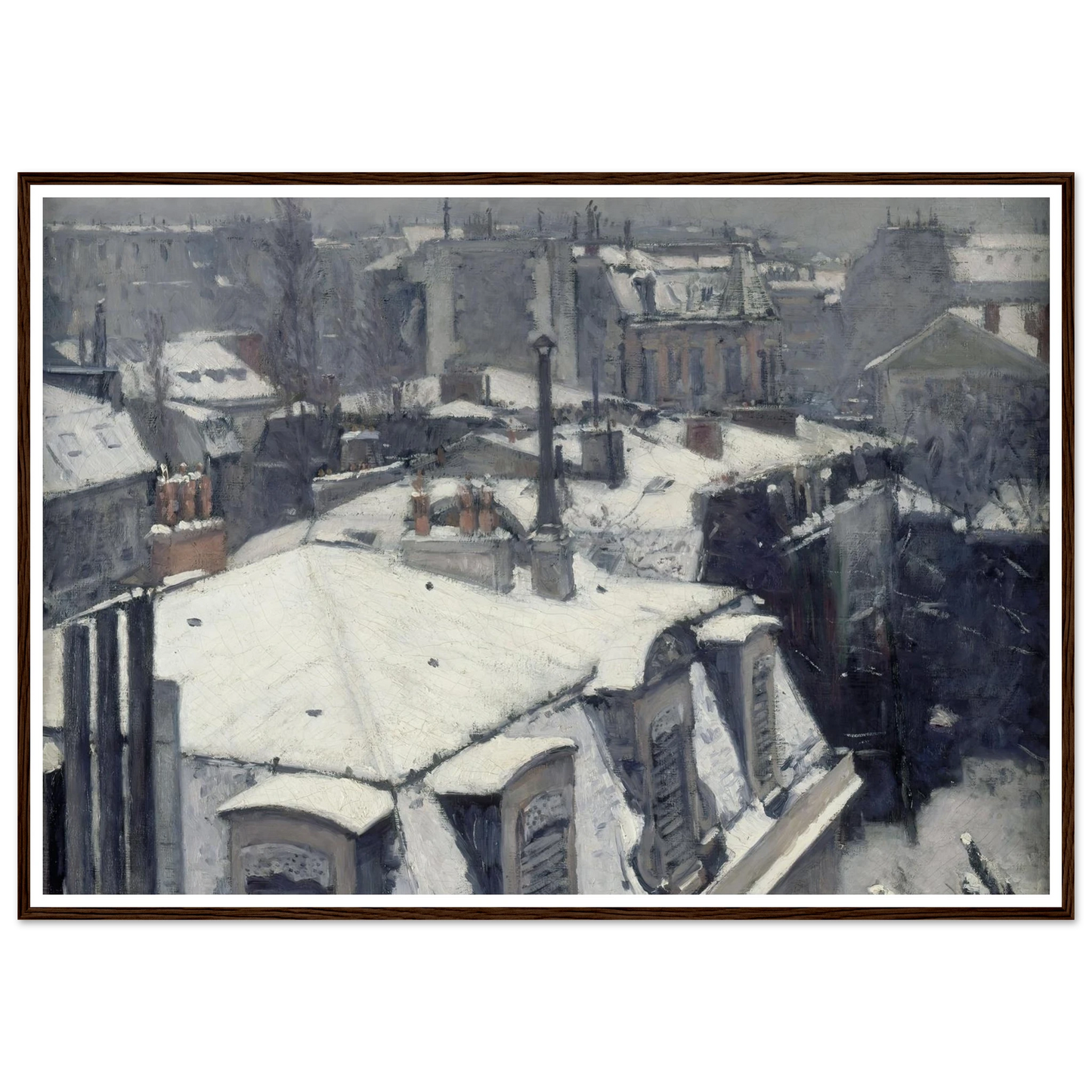 Rooftops in the Snow (snow effect) (1878) Art Print | Gustave Caillebotte - Framed Poster - 30x40 cm / 12x16″ - Black frame