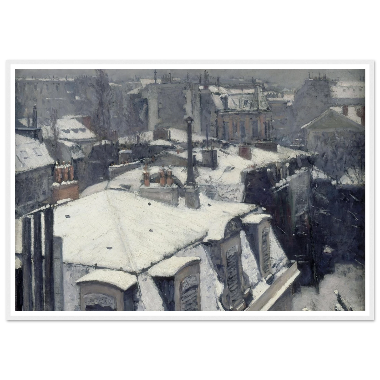 Rooftops in the Snow (snow effect) (1878) Art Print | Gustave Caillebotte - Framed Poster - 30x40 cm / 12x16″ - Black frame