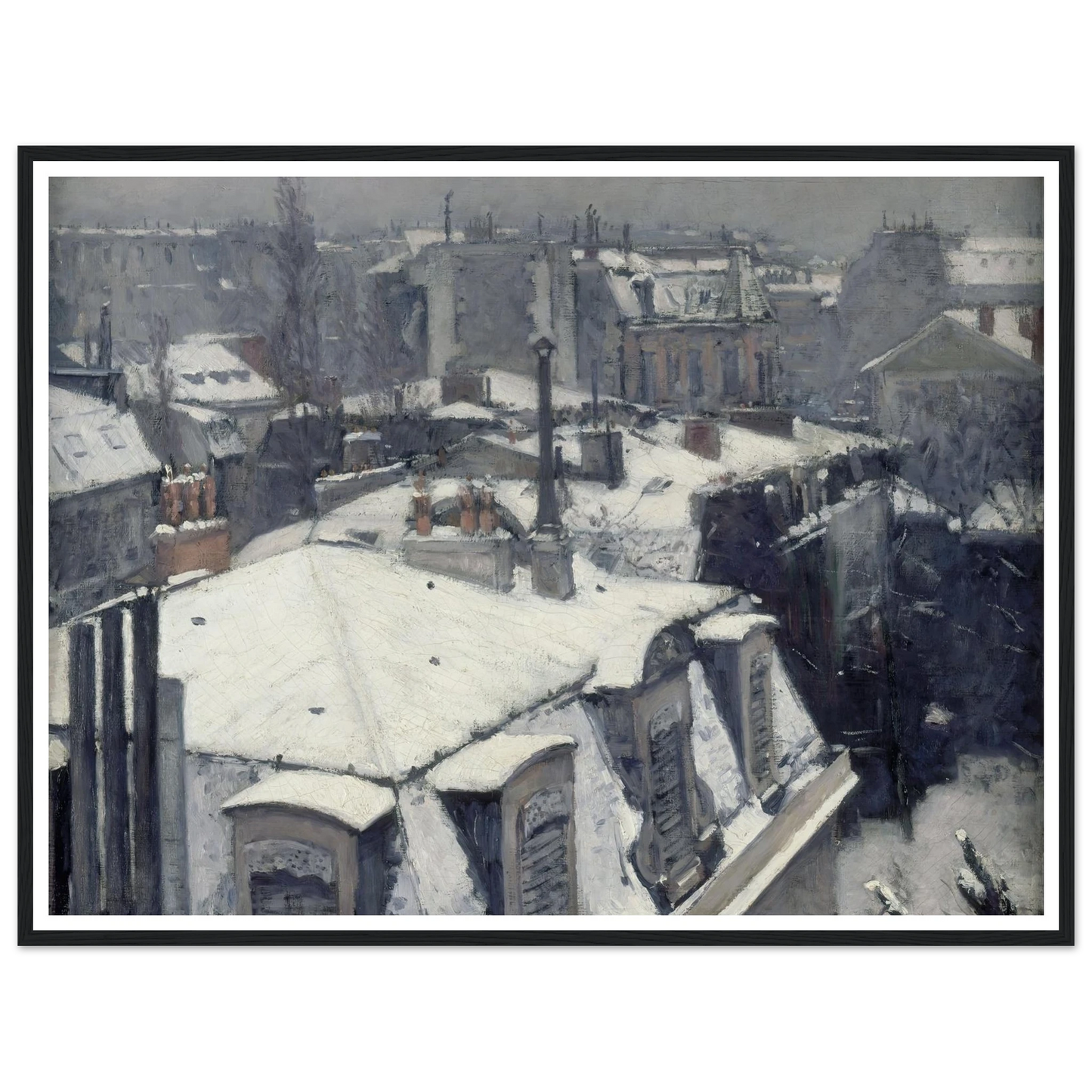 Rooftops in the Snow (snow effect) (1878) Art Print | Gustave Caillebotte - Framed Poster - 30x40 cm / 12x16″ - Black frame