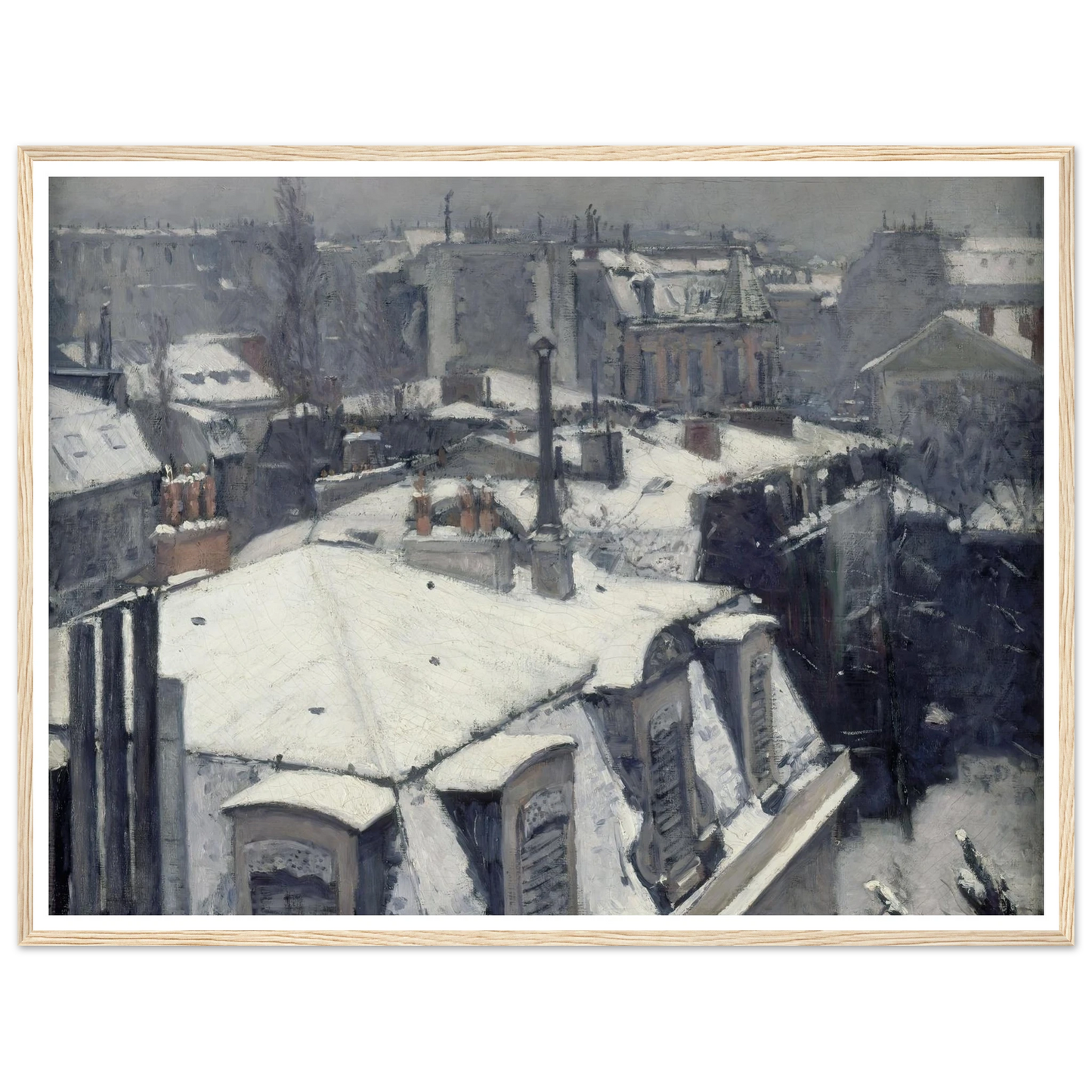 Rooftops in the Snow (snow effect) (1878) Art Print | Gustave Caillebotte - Framed Poster - 30x40 cm / 12x16″ - Black frame
