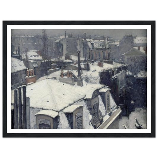 Rooftops in the Snow (snow effect) (1878) Art Print | Gustave Caillebotte - Framed Poster - 30x40 cm / 12x16″ - Black frame