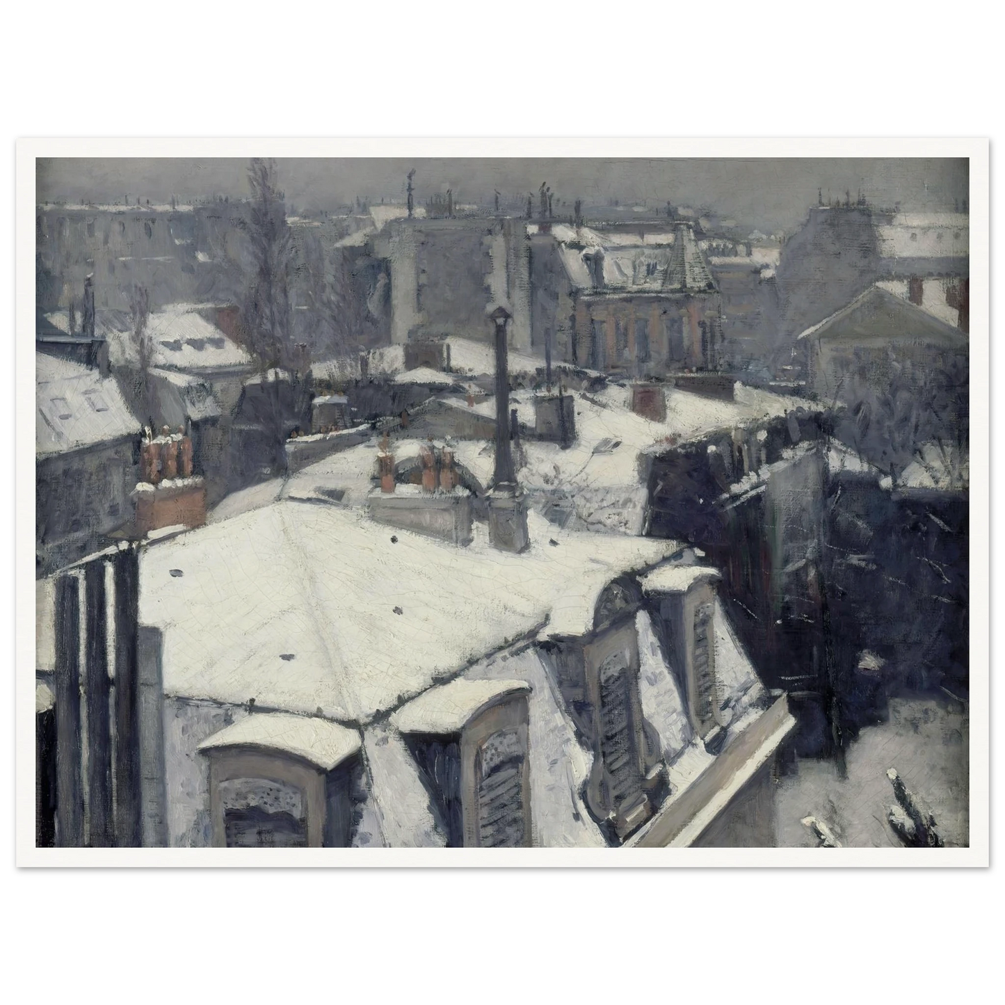 Rooftops in the Snow (snow effect) (1878) Art Print | Gustave Caillebotte - Framed Poster - 30x40 cm / 12x16″ - Black frame