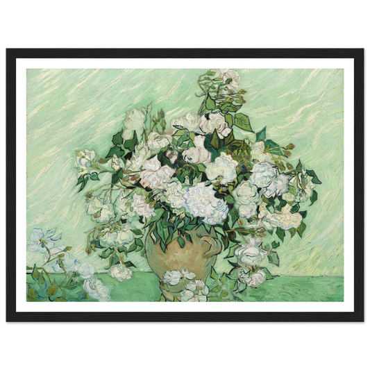 Roses (1890) Art Print | Vincent van Gogh - Framed Poster - 30x40 cm / 12x16″ - Black frame