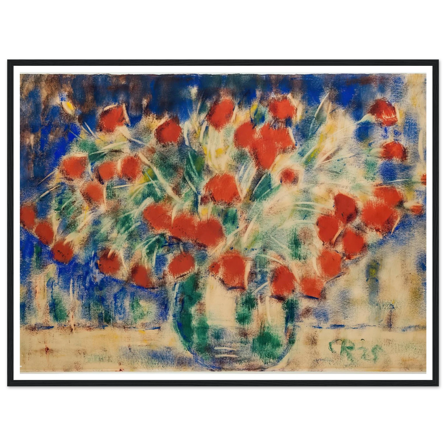 Roter Mohn (1925) Art Print | Christian Rohlfs - Framed Poster - 30x40 cm / 12x16″ - Black frame