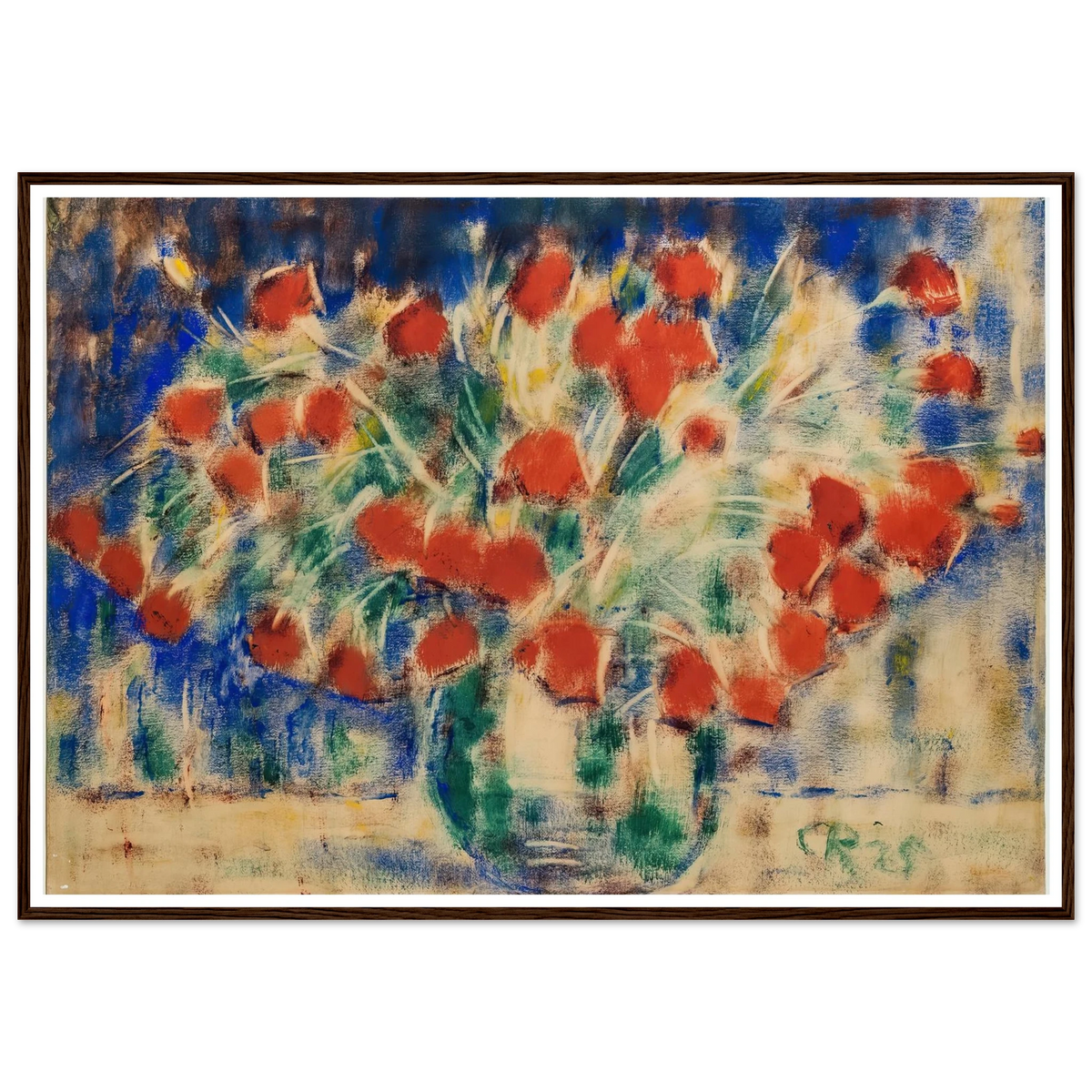 Roter Mohn (1925) Art Print | Christian Rohlfs - Framed Poster - 30x40 cm / 12x16″ - Black frame