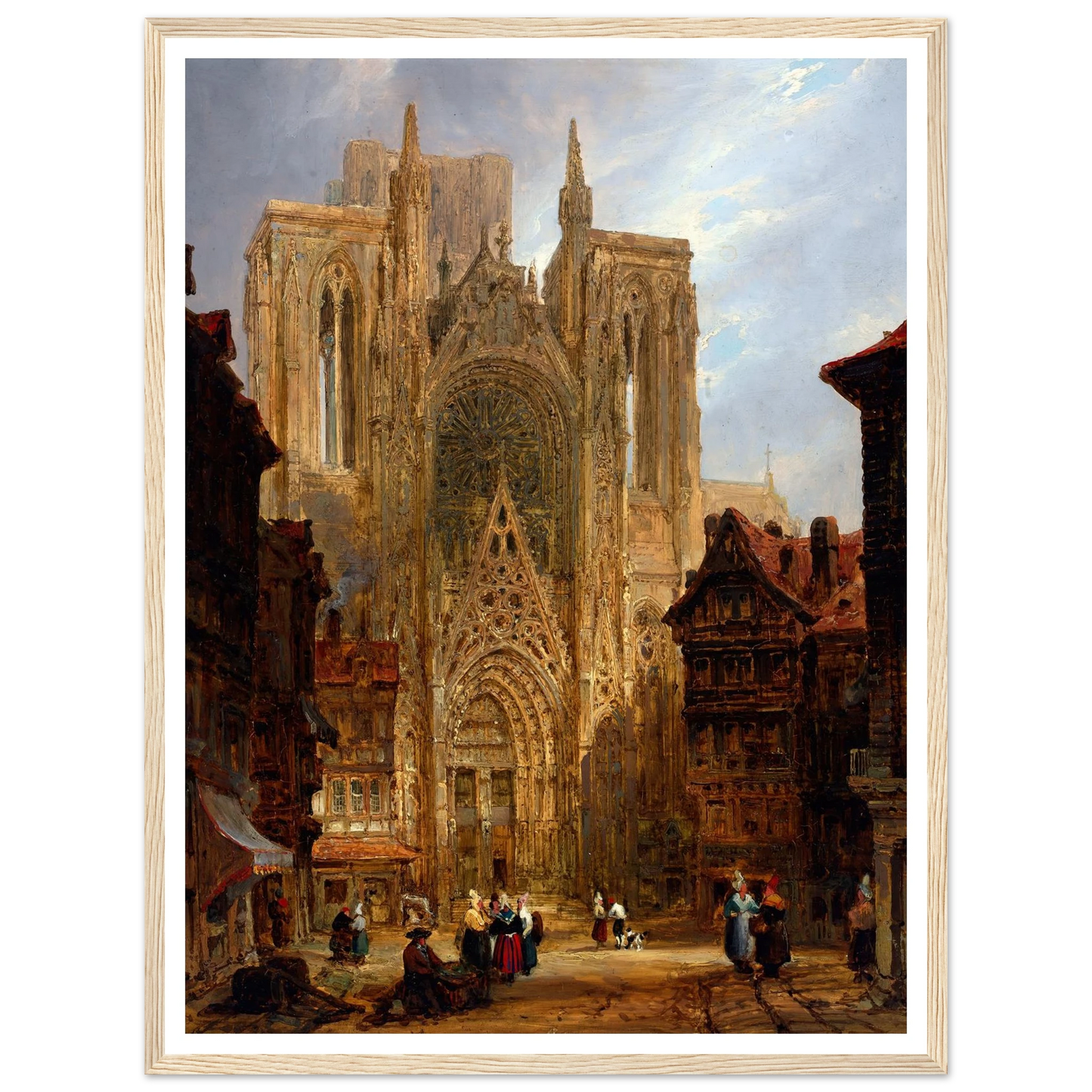 Rouen Cathedral (ca. 1796-1826) Art Print | David Roberts - Framed Poster - 30x40 cm / 12x16″ - Black frame