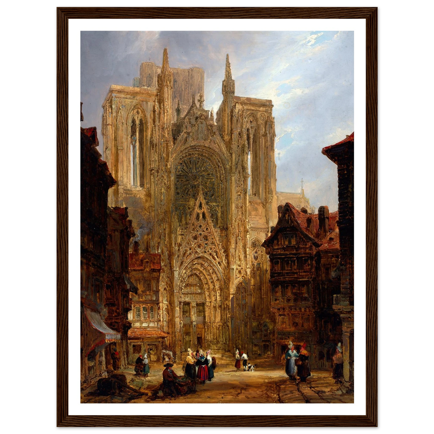 Rouen Cathedral (ca. 1796-1826) Art Print | David Roberts - Framed Poster - 30x40 cm / 12x16″ - Black frame