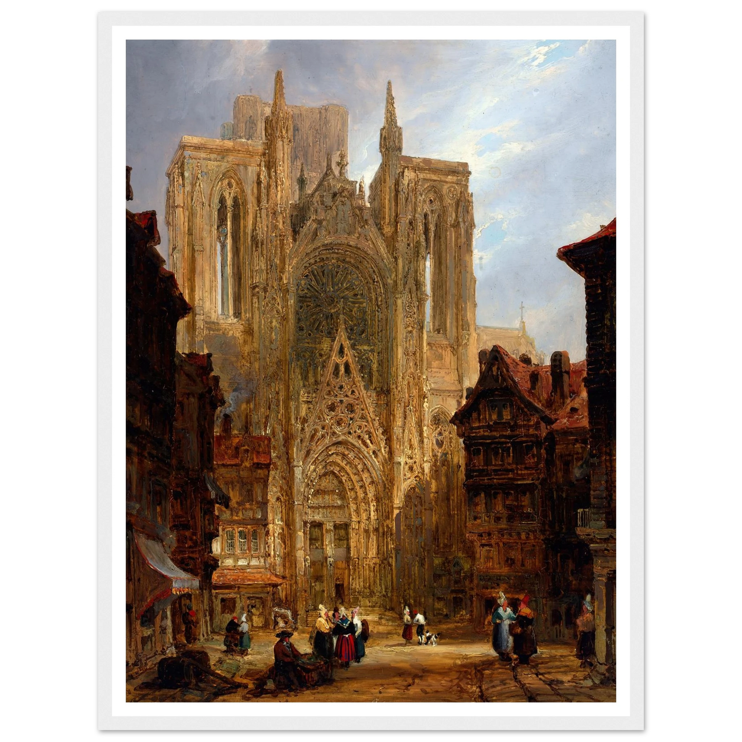 Rouen Cathedral (ca. 1796-1826) Art Print | David Roberts - Framed Poster - 30x40 cm / 12x16″ - Black frame