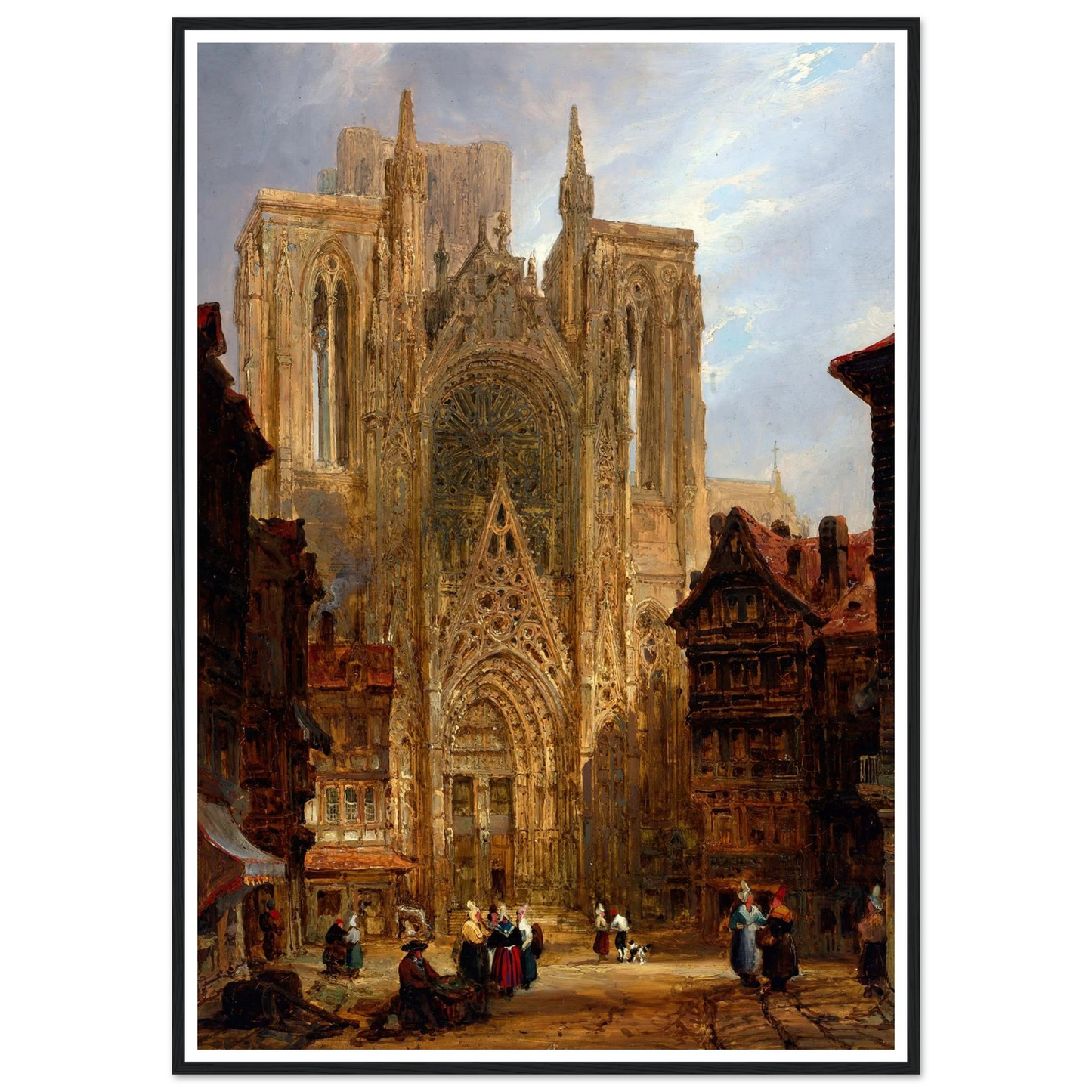 Rouen Cathedral (ca. 1796-1826) Art Print | David Roberts - Framed Poster - 30x40 cm / 12x16″ - Black frame