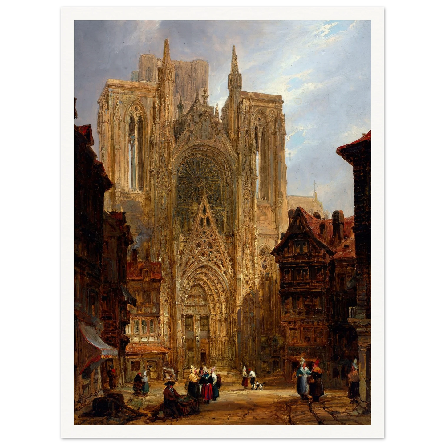 Rouen Cathedral (ca. 1796-1826) Art Print | David Roberts - Framed Poster - 30x40 cm / 12x16″ - Black frame