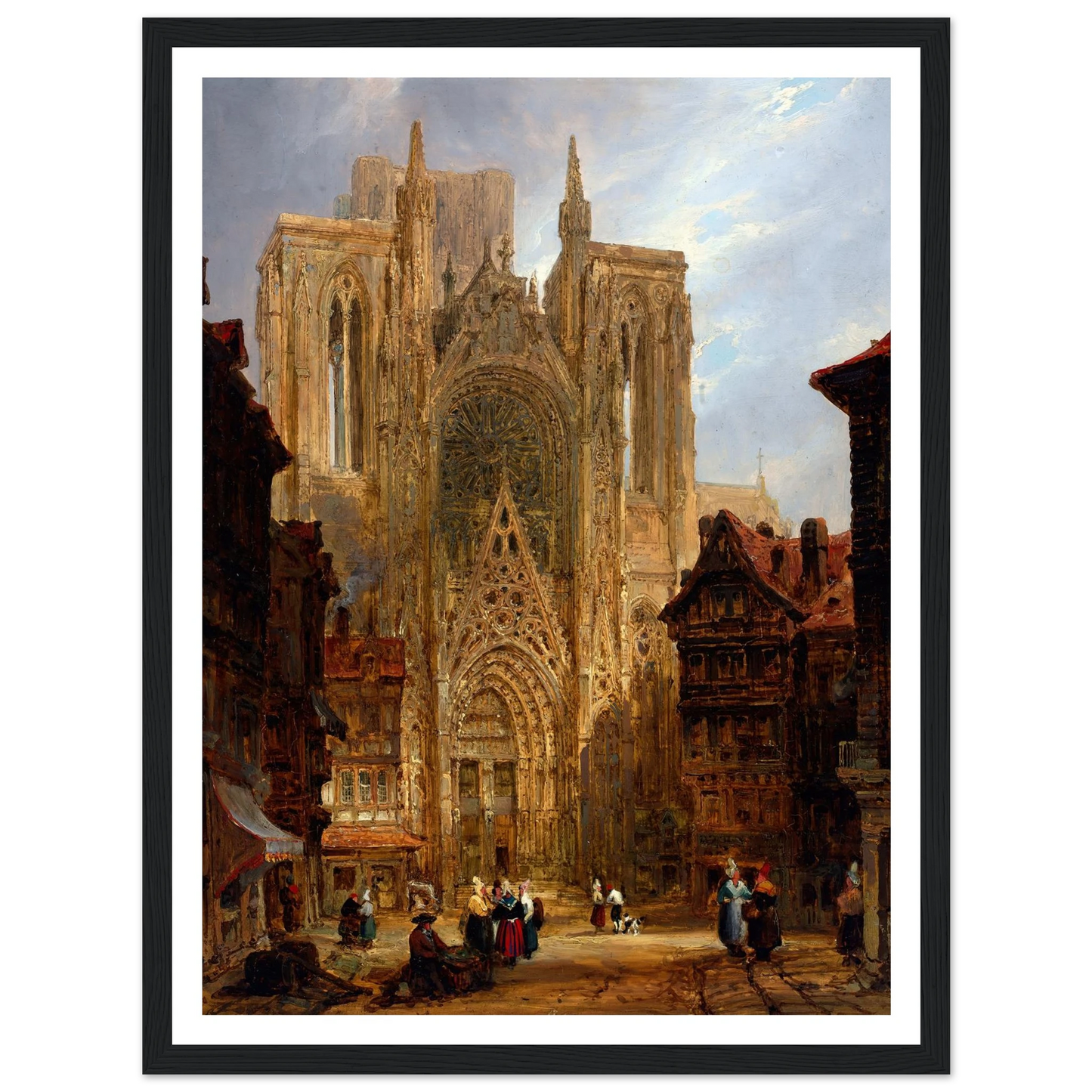 Rouen Cathedral (ca. 1796-1826) Art Print | David Roberts - Framed Poster - 30x40 cm / 12x16″ - Black frame