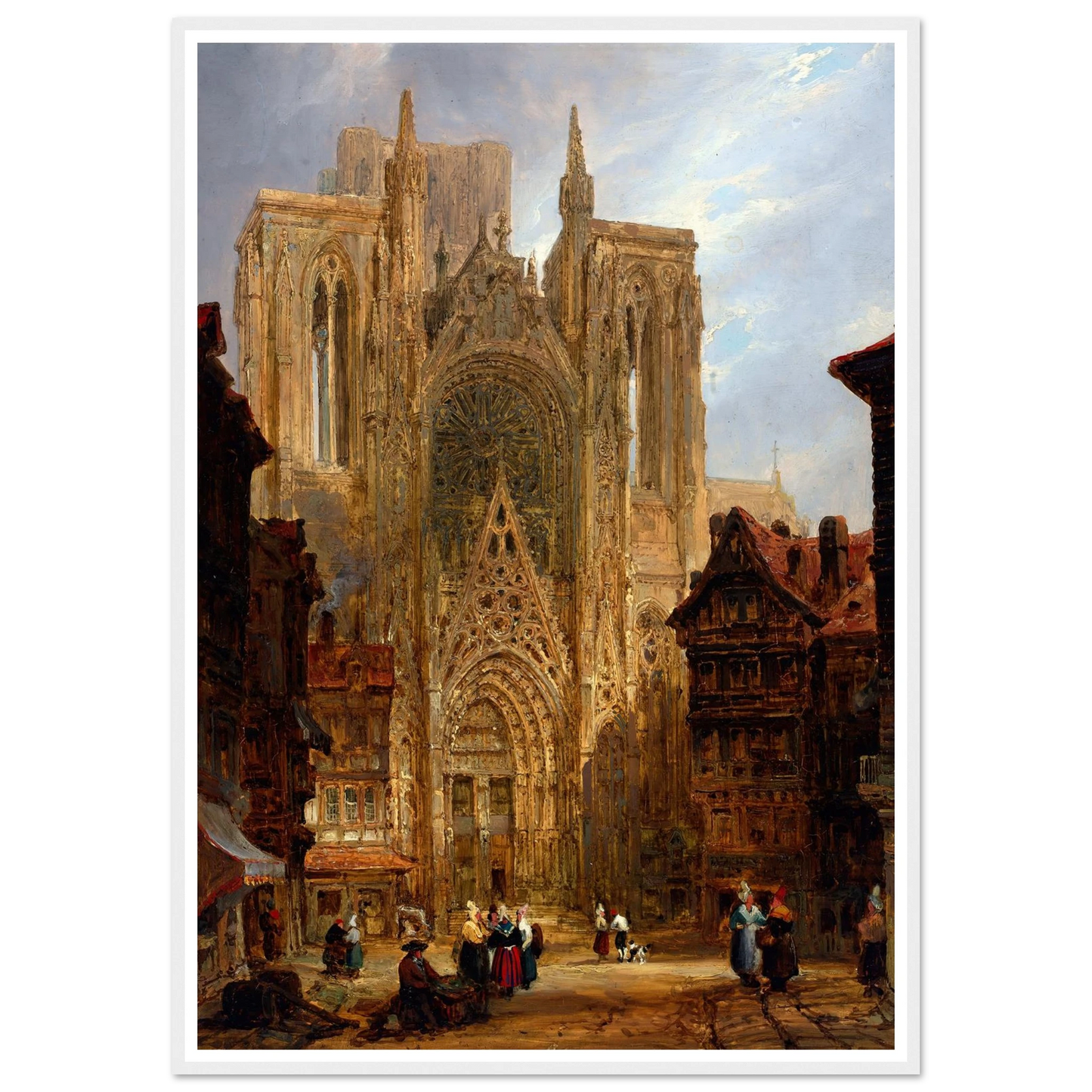 Rouen Cathedral (ca. 1796-1826) Art Print | David Roberts - Framed Poster - 30x40 cm / 12x16″ - Black frame