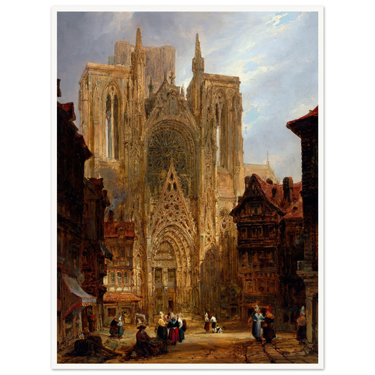 Rouen Cathedral (ca. 1796-1826) Art Print | David Roberts - Framed Poster - 30x40 cm / 12x16″ - Black frame
