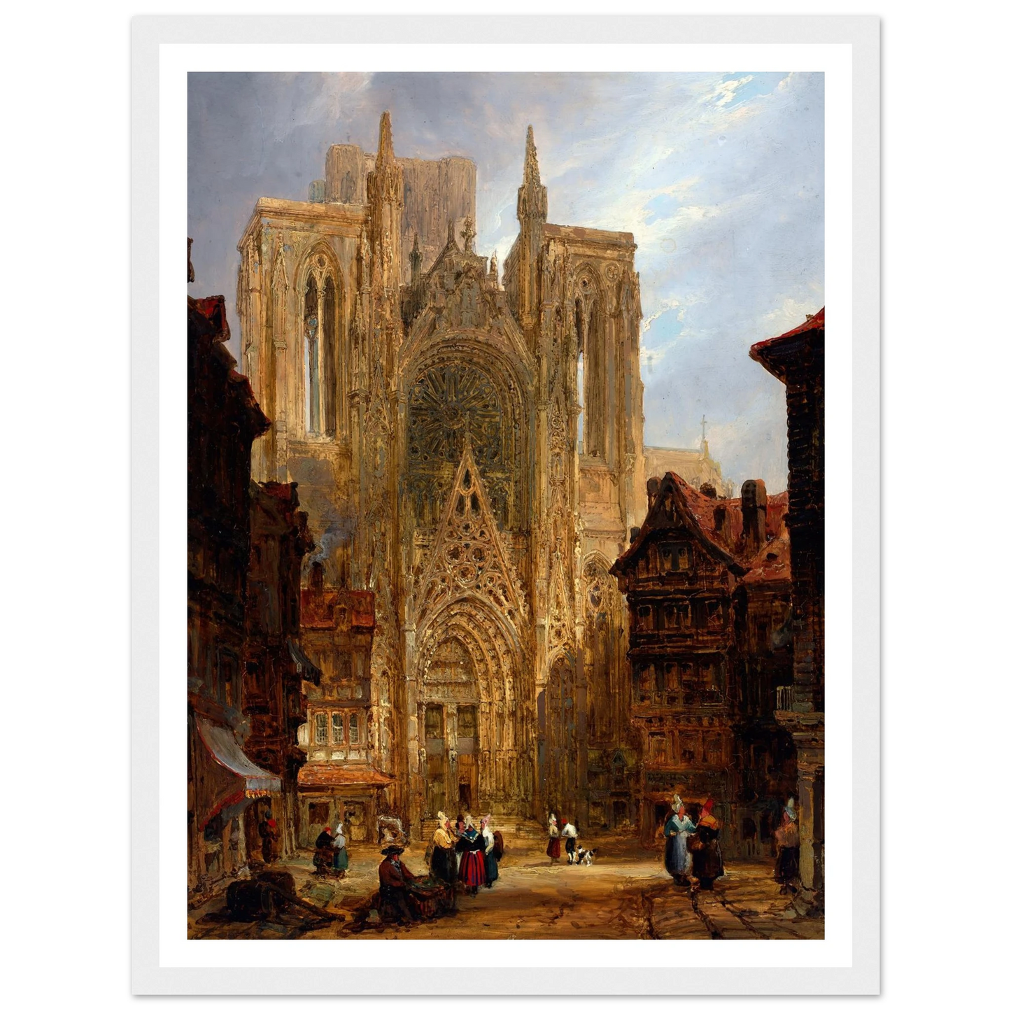 Rouen Cathedral (ca. 1796-1826) Art Print | David Roberts - Framed Poster - 30x40 cm / 12x16″ - Black frame