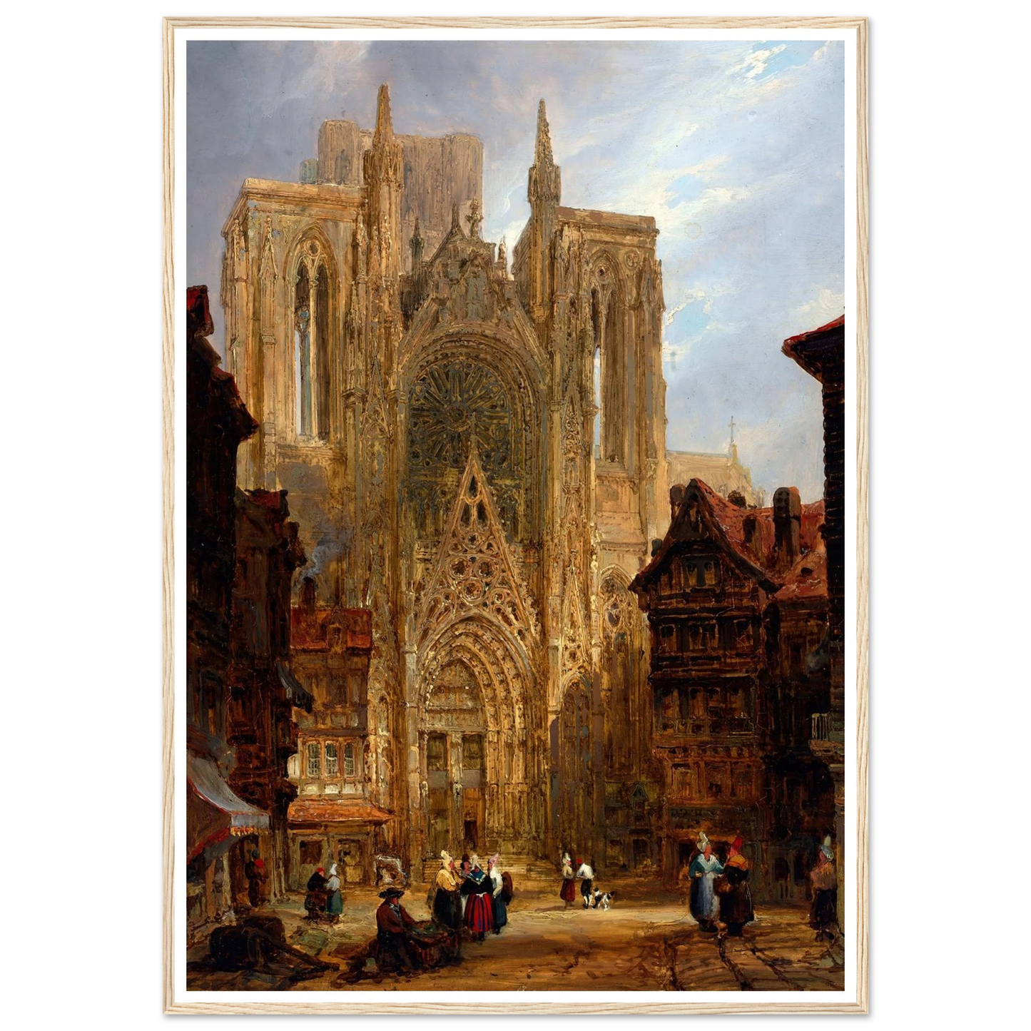 Rouen Cathedral (ca. 1796-1826) Art Print | David Roberts - Framed Poster - 30x40 cm / 12x16″ - Black frame