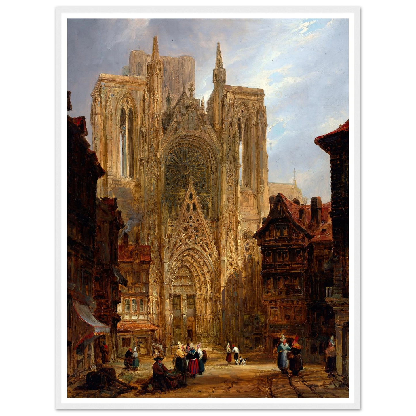 Rouen Cathedral (ca. 1796-1826) Art Print | David Roberts - Framed Poster - 30x40 cm / 12x16″ - Black frame