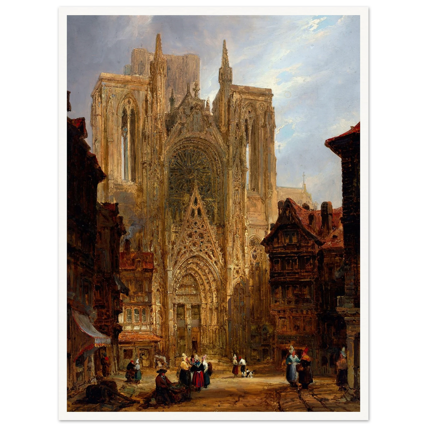 Rouen Cathedral (ca. 1796-1826) Art Print | David Roberts - Framed Poster - 30x40 cm / 12x16″ - Black frame