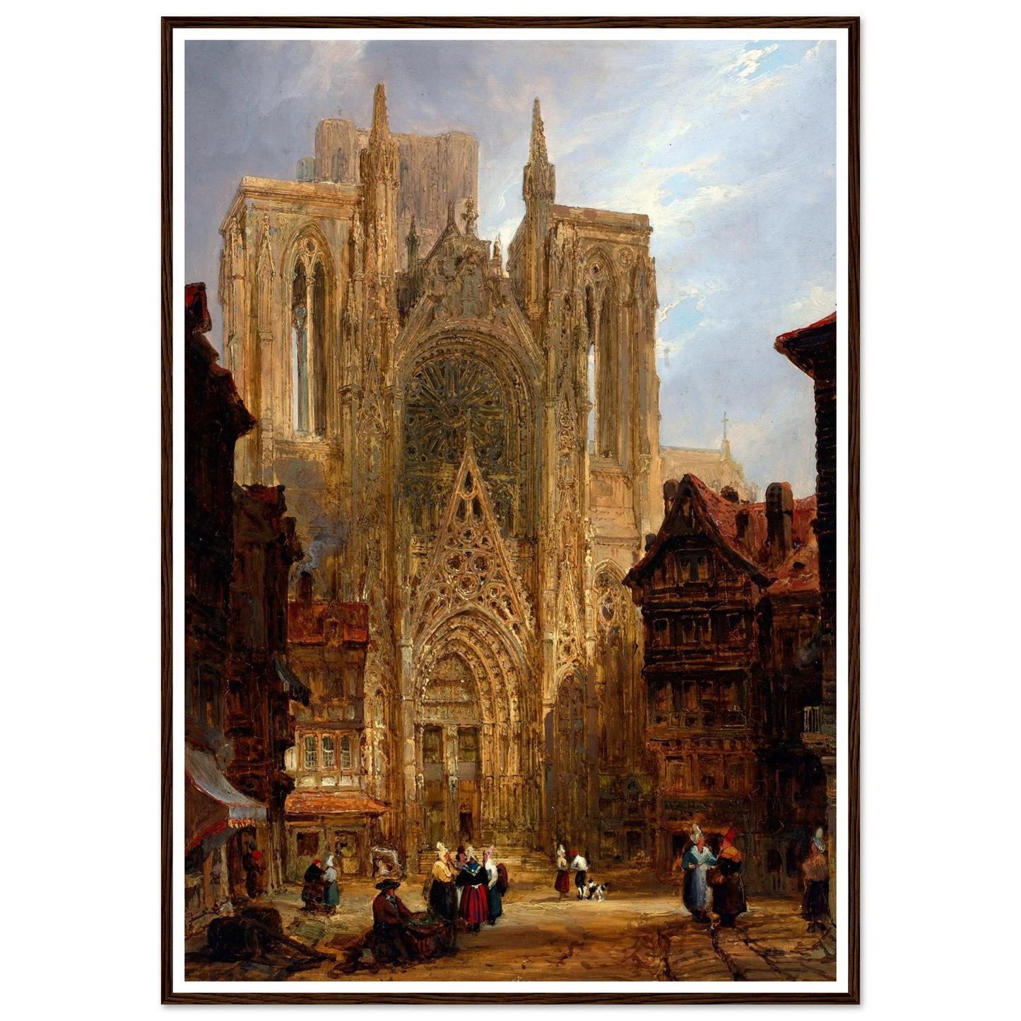 Rouen Cathedral (ca. 1796-1826) Art Print | David Roberts - Framed Poster - 30x40 cm / 12x16″ - Black frame