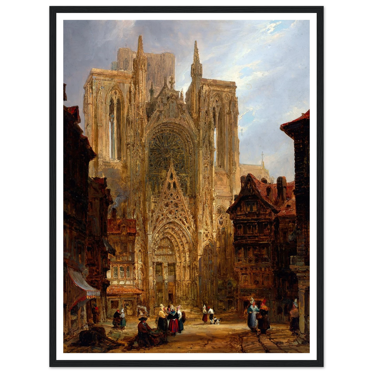 Rouen Cathedral (ca. 1796-1826) Art Print | David Roberts - Framed Poster - 30x40 cm / 12x16″ - Black frame