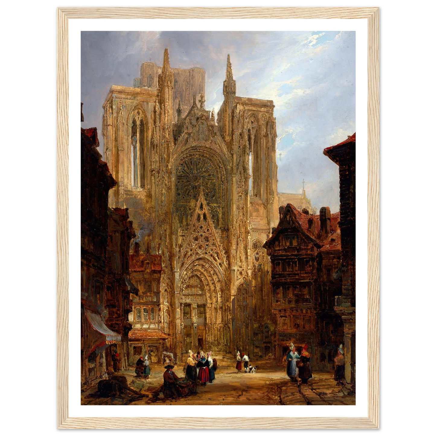 Rouen Cathedral (ca. 1796-1826) Art Print | David Roberts - Framed Poster - 30x40 cm / 12x16″ - Black frame