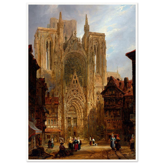 Rouen Cathedral (ca. 1796-1826) Art Print | David Roberts - Framed Poster - 30x40 cm / 12x16″ - Black frame