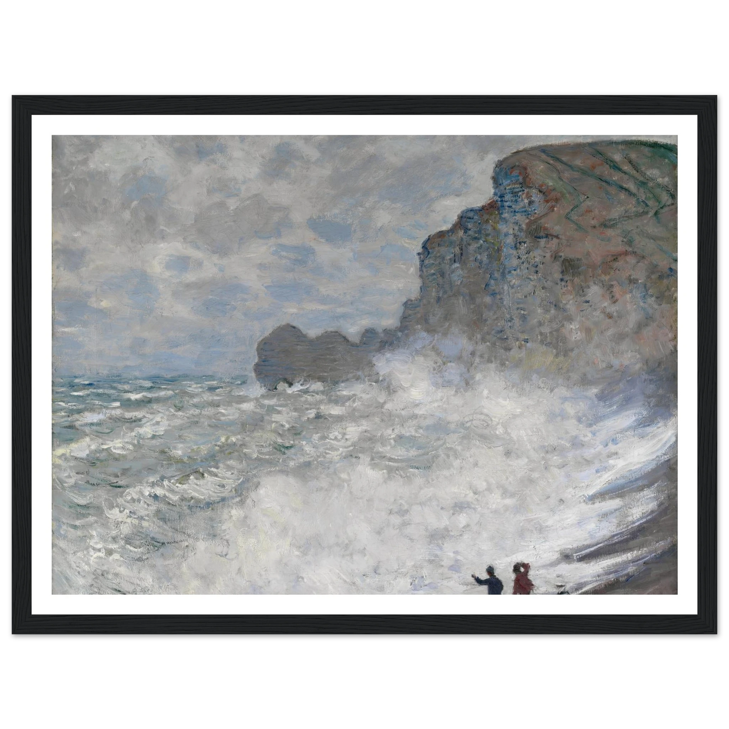 Rough weather at Étretat (1883) Art Print | Claude Monet - Framed Poster - 30x40 cm / 12x16″ - Black frame