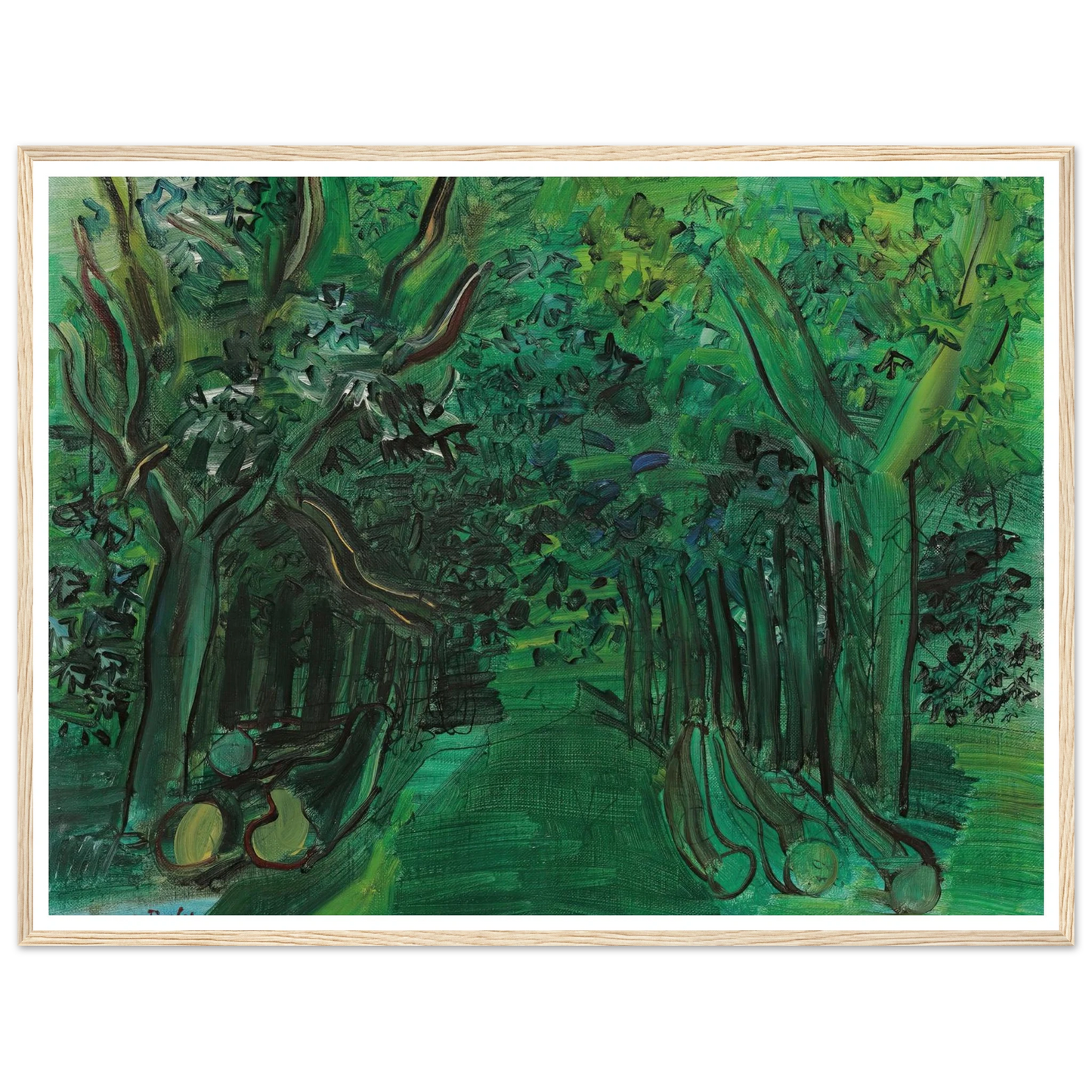 Route en forêt (circa 1930) Art Print | Raoul Dufy - Framed Poster - 30x40 cm / 12x16″ - Black frame