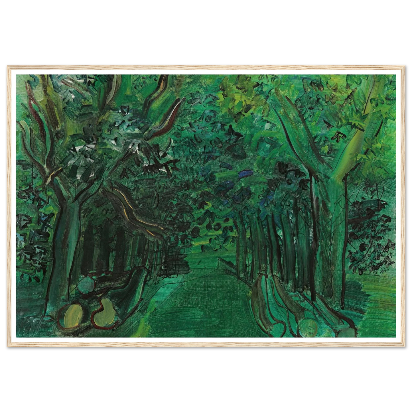 Route en forêt (circa 1930) Art Print | Raoul Dufy - Framed Poster - 30x40 cm / 12x16″ - Black frame